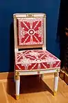Chair; before 1810; white trimmed wood with gilt carved decoration, modern trim, red and white silk; 90 x 50.5 x 44&nbsp;cm; Louvre