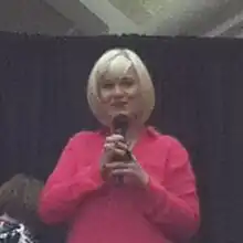 Erika Van Pelt at the Warwick Mall in Warwick, Rhode Island for Cancer Awareness Day.