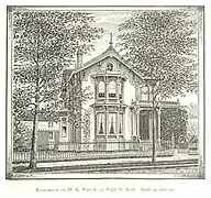 Henry Kirke White House in 77 E High built in 1868 and demolished in 1932. The street was destroyed for the construction of the Fisher Freewey.