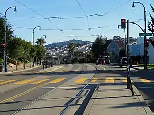 Facing outbound at Ocean and Aptos station, 2018