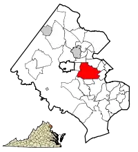 Location of Annandale in Fairfax County, Virginia