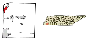 Location of Gallaway in Fayette County, Tennessee.