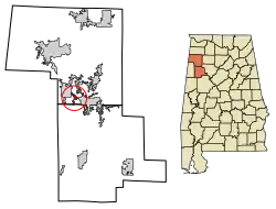 Location in Marion and Fayette counties, Alabama