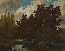 The Pond of Bambois (1865) oil on panel (18.5 × 24&nbsp;cm) Charleroi Museum of Fine Arts