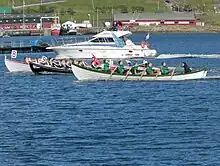 Image 8Kappróður is the Faroese word for rowing competition in wooden Faroese rowing boats. There are 7 regattas held around the islands every summer, where boats in different sizes compete. Here is the largest boat type 10-mannafør. (from Culture of the Faroe Islands)