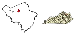 Location of Flemingsburg in Fleming County, Kentucky.