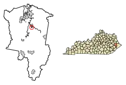 Location of Allen in Floyd County, Kentucky.