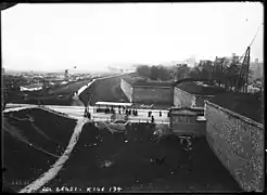 A portion of the Thiers wall, showing the berm and dry moat, near Porte de Versailles.
