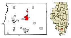 Location of Benton in Franklin County, Illinois.
