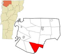 Location in Franklin County and the state of Vermont.