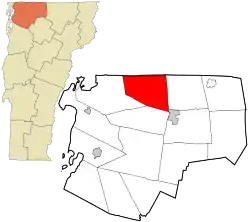 Location in Franklin County and the state of Vermont.