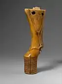 Furniture leg in shape of bull's leg; 2960–2770 BC; hippopotamus ivory; height: 17&nbsp;cm, width: 3.4&nbsp;cm, depth: 5.8&nbsp;cm; Metropolitan Museum of Art (New York City)