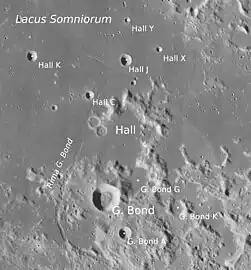 Craters G. Bond and Hall in the eastern mare
