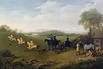 Racehorses Exercising at Goodwood (1759–60), oil on canvas, 127.5 x 204&nbsp;cm.. Goodwood House