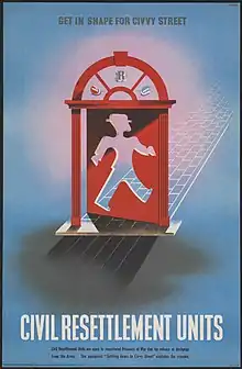 A stylised man wearing a hat steps through a door to follow a paved path winding upwards across a blue background.
