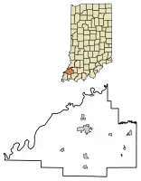 Location of Mackey in Gibson County, Indiana.