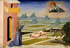 Giovanni di Paolo, Saint Clare Rescuing a Child Mauled by a Wolf ** (c.1453-1462), 20.6 x 28.1&nbsp;cm.