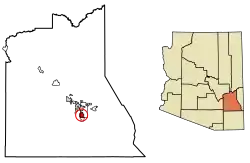 Location of Cactus Flats in Graham County, Arizona.