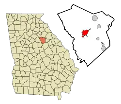 Location in Greene County and the state of Georgia