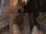 Speleothems width widening at certain heigth