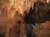 Speleothems width widening at certain heigth