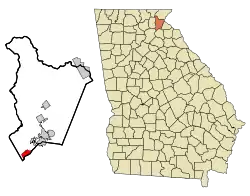 Location in Habersham County and the state of Georgia
