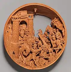 "Half of a Prayer Bead with Jesus Carrying the Cross", interior view. Metropolitan Museum of Art, New York