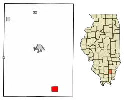 Location of Broughton in Hamilton County, Illinois.
