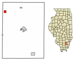 Location of Dahlgren in Hamilton County, Illinois.