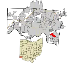 Location in Hamilton County and the state of Ohio