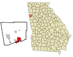 Location in Haralson County and the state of Georgia