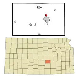 Location within Harvey County and Kansas