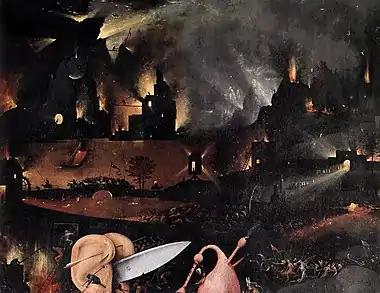 Detail of the right panel (The Inferno) from The Garden of Earthly Delights (c. 1500-1505), by Bosch, Museo del Prado, Madrid.