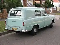 Holden EK 1961 Panel Van Model 2104 Pittwater Green with Canopy Industries accessory window.