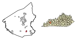 Location of Nortonville in Hopkins County, Kentucky.