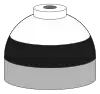 Illustration of cylinder shoulder painted in black (lower) and white (upper) bands for a mixture of oxygen and nitrogen.