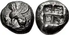Archaic coin of Chios, c. 490–435&nbsp;BC. Earlier types known.
