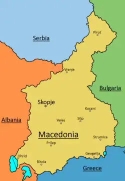 Map of the territory of Independent Macedonia.
