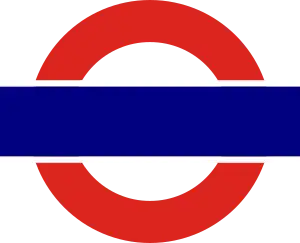 White-and-blue train at a station