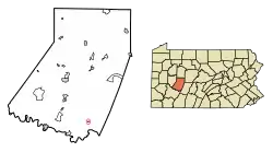 Location of Armagh in Indiana County, Pennsylvania.