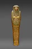 Inner coffin of Amenemopet; 975–909&nbsp;BC; painted wood & gesso; length: 195&nbsp;cm (77&nbsp;in); Metropolitan Museum of Art