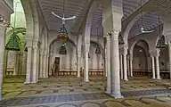 Interior of the prayer hall, showing arcaded aisles with grouped columns
