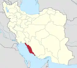 Location of Bushehr province in Iran