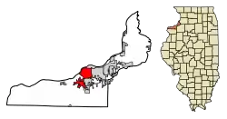 Location of Rock Island in Rock Island County, Illinois.