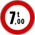 Maximum weight in tonnes(formerly used )