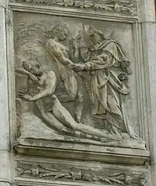 Creation of Eve relief, Jacopo della Quercia (c. 1374–1438), Bologna Cathedral