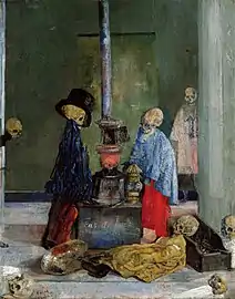 Skeletons Warming Themselves (1889), oil on canvas, 74.8 x 60&nbsp;cm., Kimbell Art Museum, Fort Worth