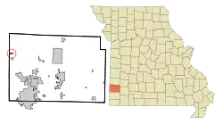 Location of Asbury, Missouri
