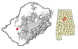 Location in Jefferson County and the state of Alabama