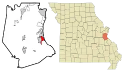Location of Crystal City, Missouri